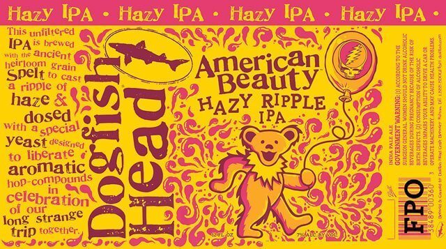 American Beauty Hazy Ripple IPA by Grateful Dead and Dogfish Head Brewery