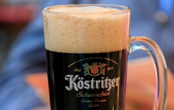 Glass of Kostritzer Schwarzbier dark lager